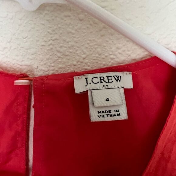 J. Crew Factory Coral Textured Swiss Dot Ruffle Sleeveless Blouse Size 4 - Picture 7 of 7